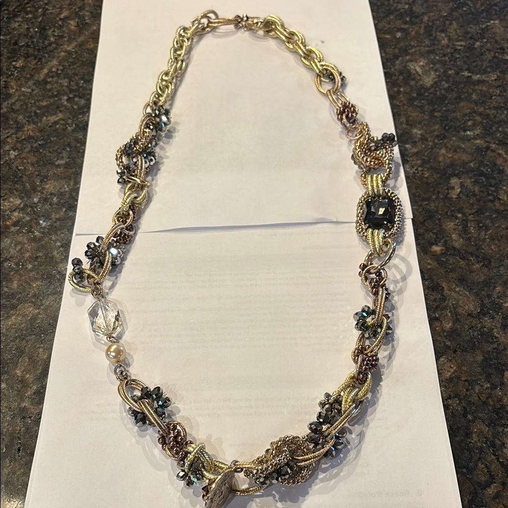 Elegant Gold and Black Beaded Necklace 38 inches chunky - Picture 2 of 7